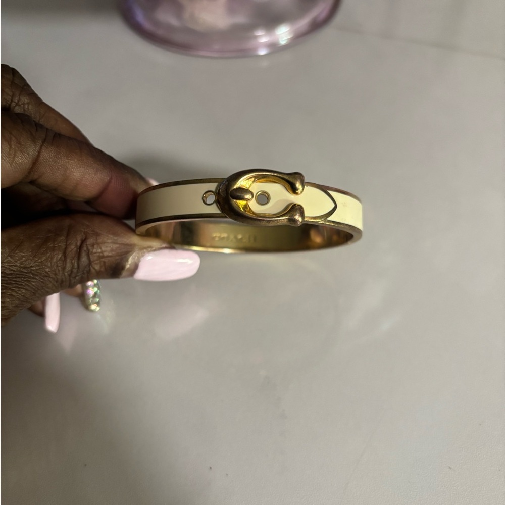 Gold and Cream Coach Women's Bracelet